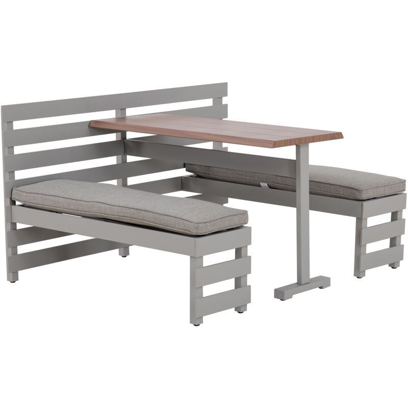 Table à manger de jardin en acier LAGOS - 126 cm x 157 cm, gris