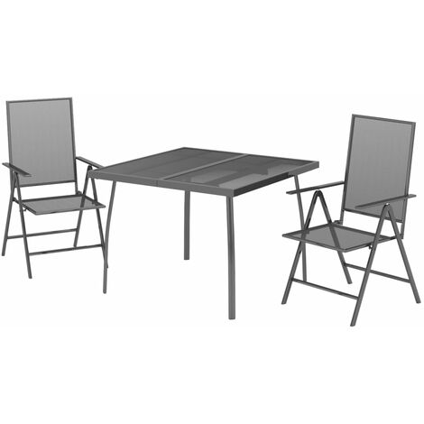 Ensemble de salle à manger de jardin meuble extérieur 3 pièces anthracite acier