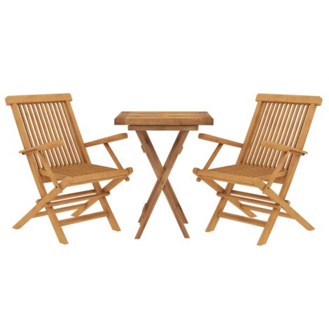 Ensemble de salle à manger de jardin meuble extérieur 3 pièces bois de teck massif