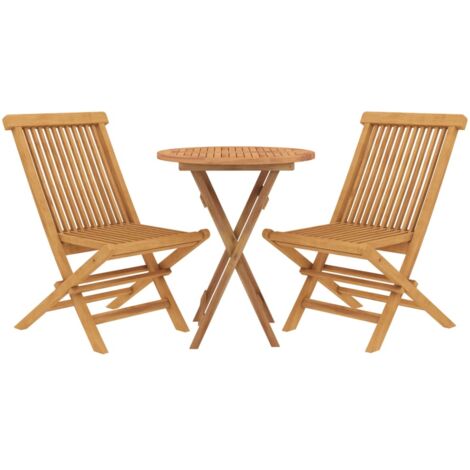 Ensemble de salle à manger de jardin meuble extérieur 3 pièces bois de teck massif