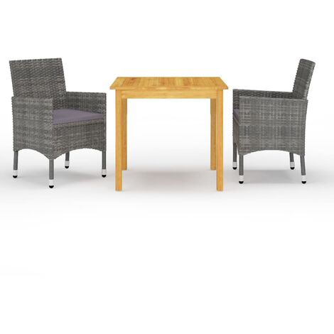 Ensemble de salle à manger de jardin meuble extérieur 3 pièces gris
