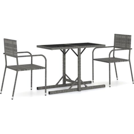 Ensemble de salle à manger de jardin meuble extérieur 3 pièces gris