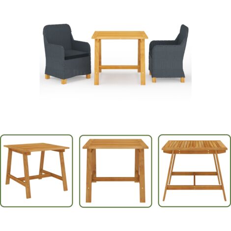 Ensemble de salle à manger de jardin meuble extérieur 3 pièces gris foncé