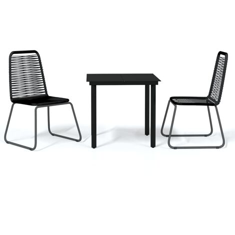 Ensemble de salle à manger de jardin meuble extérieur 3 pièces noir