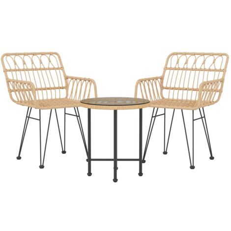 Ensemble de salle à manger de jardin meuble extérieur 3 pièces résine tressée