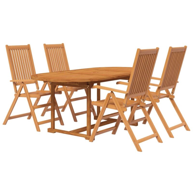 Ensemble de salle à manger de jardin meuble extérieur 5 pièces bois d'acacia massif