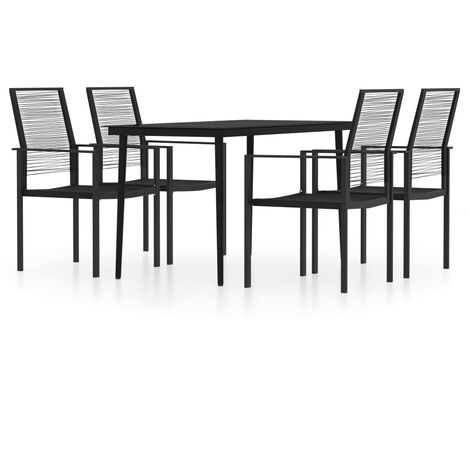 Ensemble de salle à manger de jardin meuble extérieur 5 pièces noir