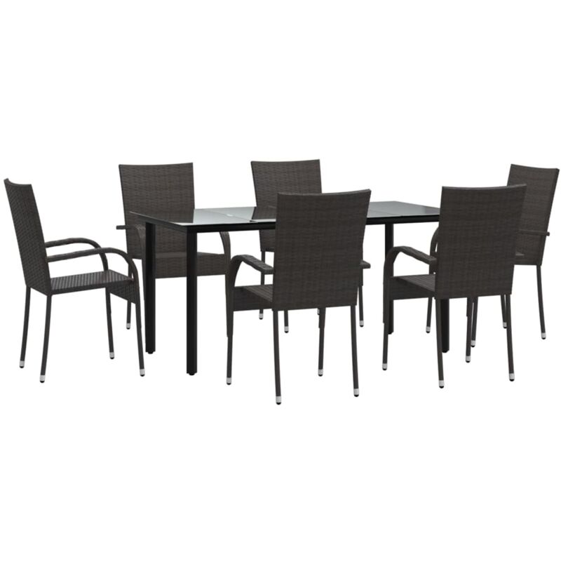 Vidaxl - Ensemble à dîner de jardin 7 pcs Marron Résine tressée