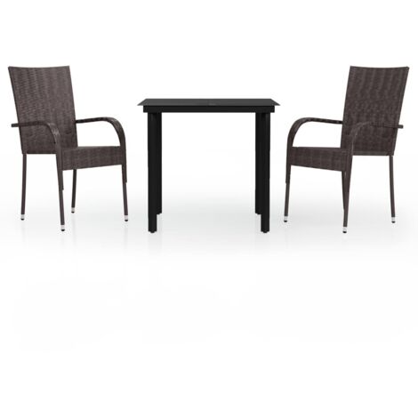 Ensemble de salle à manger d'extérieur 3 pcs Marron et noir