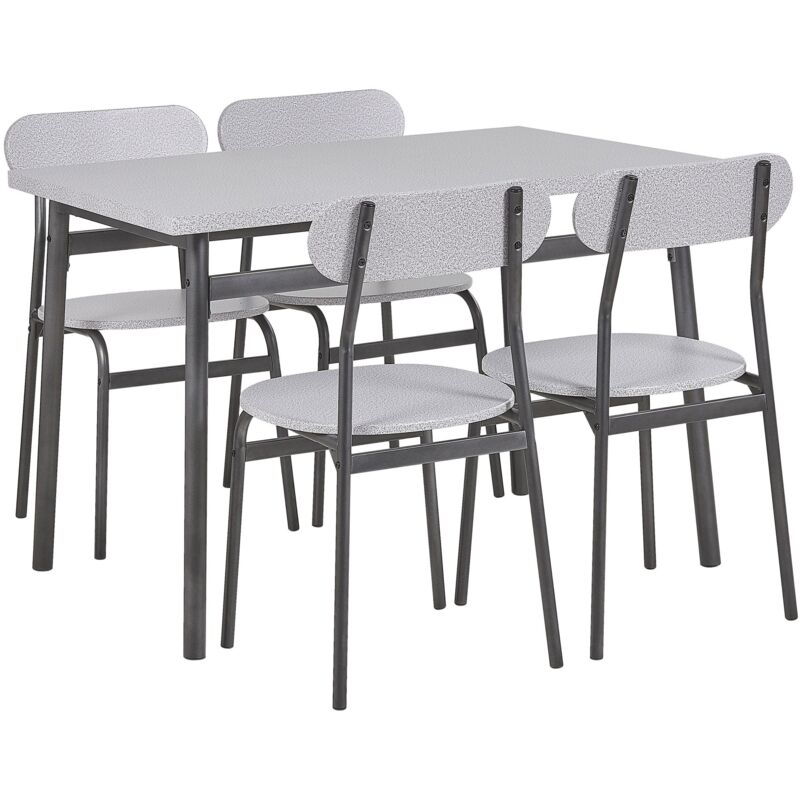 Beliani - Ensemble Salle à Manger Complet Table 4 Chaises Gris Clair et Noir au Design Industriel et Rétro pour Cuisine Moderne et Scandinave