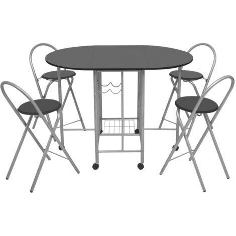 Ensemble de salle à manger pliable 5 pièces MDF noir vidaXL