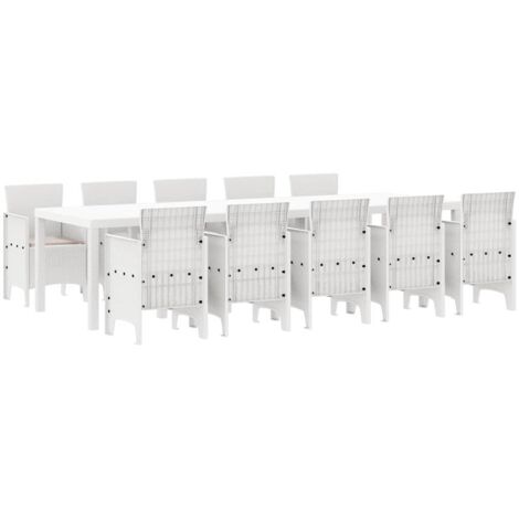 Ensemble de salle à manger pour jardin 11 pcs  Mobilier de jardin Blanc et Taupe