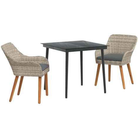 Ensemble de salle à manger pour jardin 3 pcs  Mobilier de jardin Gris clair