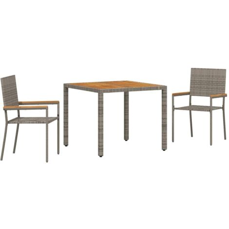Ensemble de salle à manger pour jardin 3 pcs  Mobilier de jardin Gris polyrotin