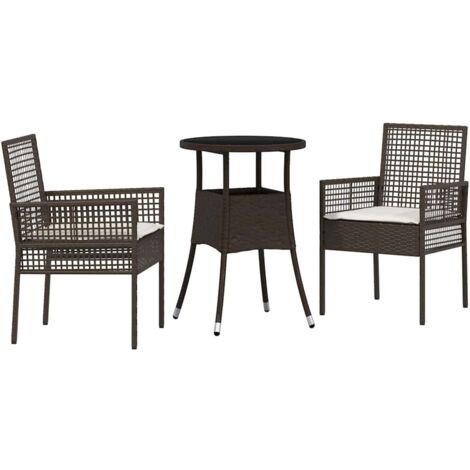 Ensemble de salle à manger pour jardin 3 pcs  Mobilier de jardin Marron polyrotin