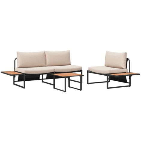 Ensemble de salle à manger pour jardin 3 pcs Taupe Acier vidaXL