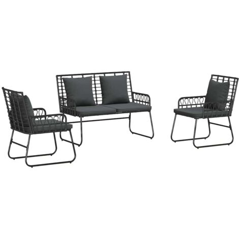 Ensemble de salle à manger pour jardin 3 pcs，Salon de jardin Noir et anthracite CFW22685