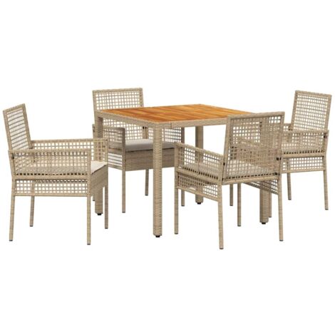 Ensemble de salle à manger pour jardin 5 pcs Beige Poly rotin vidaXL