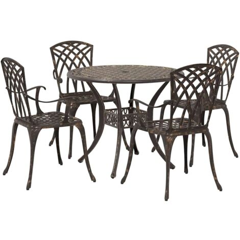 Ensemble de salle à manger pour jardin 5 pcs Bronze vidaXL