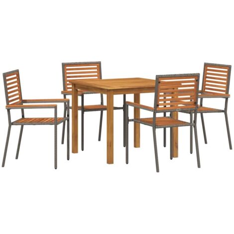 Ensemble de salle à manger pour jardin 5 pcs  Mobilier de jardin Gris