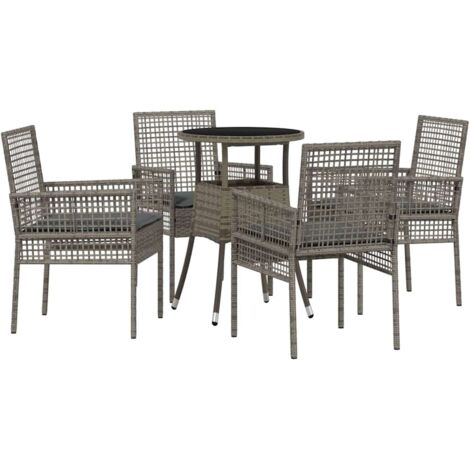 Ensemble de salle à manger pour jardin 5 pcs  Mobilier de jardin Gris polyrotin