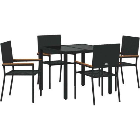 Ensemble de salle à manger pour jardin 5 pcs  Mobilier de jardin Noir polyrotin