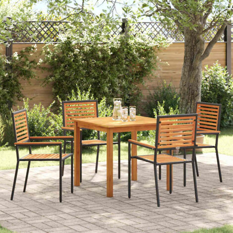 Ensemble de salle à manger pour jardin 5 pcs-Salon de jardin Noir 221117