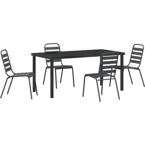 Ensemble de salle à manger pour jardin 5 pcs，Salon de jardin Gris foncé Acier CFW15920