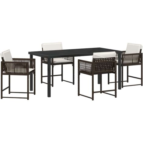 Ensemble de salle à manger pour jardin 5 pcs，Salon de jardin Marron polyrotin CFW65768