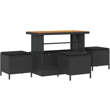 Ensemble de salle à manger pour jardin Noir polyrotin