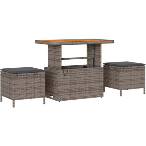Ensemble de salle à manger pour jardin,Mobilier de jardin Gris Poly rotin CFW30267