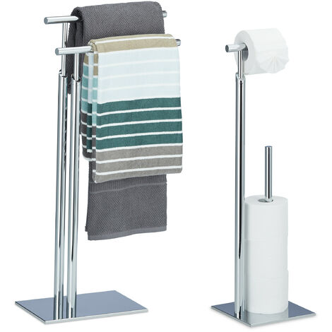 ensemble de salle de bain 2 pièces PAGNONI, ensemble WC, porte-serviettes, porte-papier, modèle sur pied