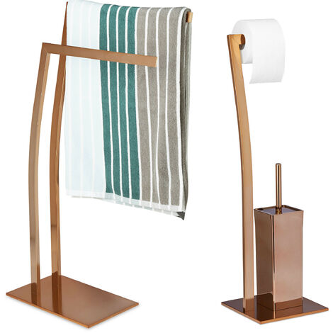 ensemble de salle de bain 2 pièces WIMEDO, porte-serviettes indépendant, WC sans perçage, porte-papier en cuivre