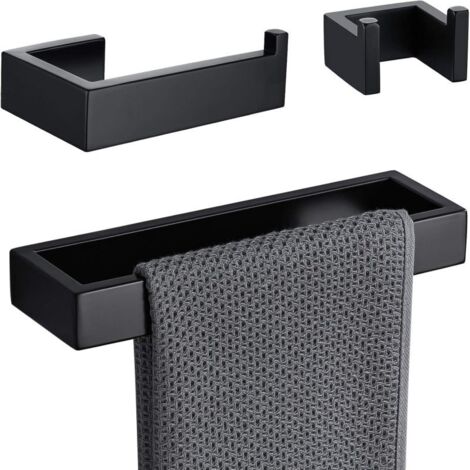 Ensemble de salle de bain 3 pièces pour toilettes : porte-serviettes simple, distributeur d’essuie-tout, double patère en acier inoxydable 304