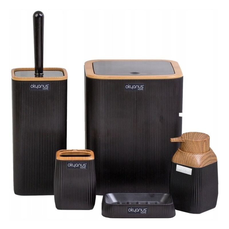 Ensemble de salle de bain, 5 pièces, carré, bois noir, pour WC CHM