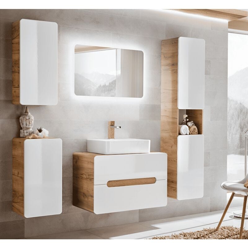Azura Home Design - Ensemble de salle de bain Aruba White - 1 vasque, 1 colonne