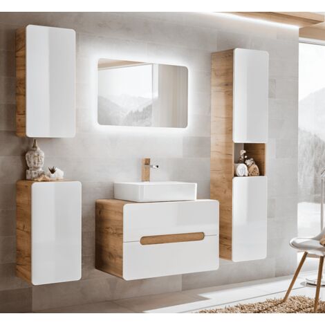 Ensemble de salle de bain Aruba White - 1 vasque, 1 colonne