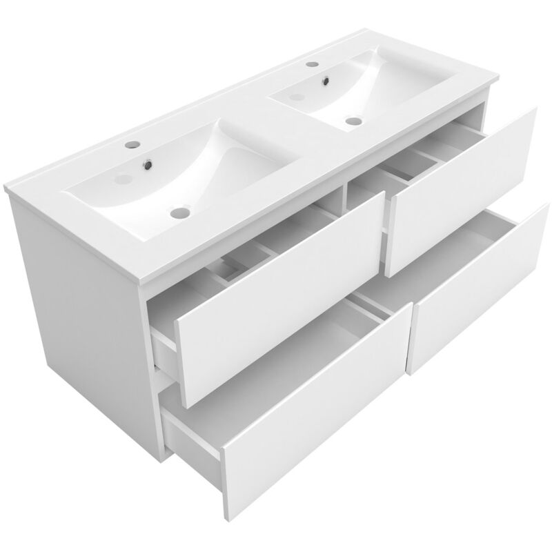 Ensemble de salle de bain avec meuble de rangement et lavabo suspendu 120 cm -Anthracite - Saniland