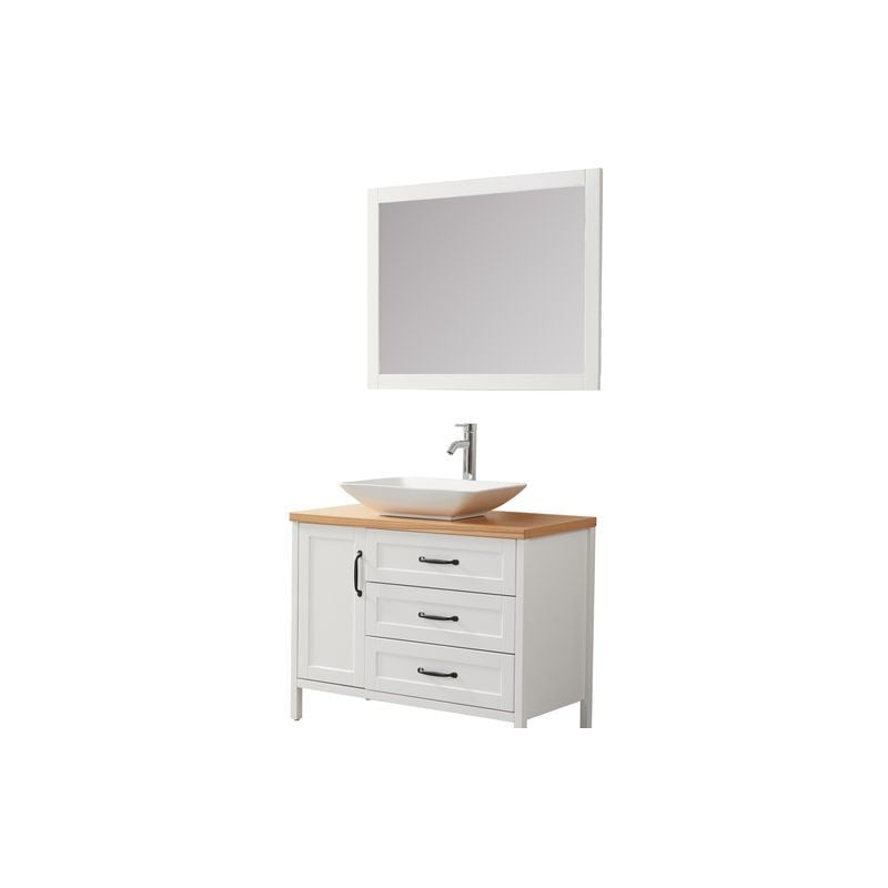 Ensemble de salle de bain blanc 100 cm