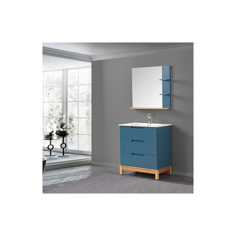 Ensemble de salle de bain bleu 80 cm