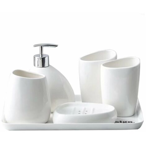 Ensemble de salle de bain cinq pièces, articles de toilette d'hôtel, gobelet pour bain de bouche, bouteille de bain, kit d'articles de toilette