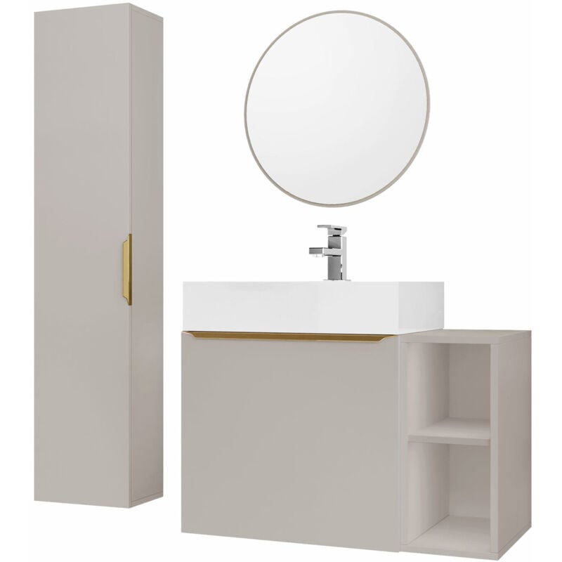 Mobilier1 - Ensemble de salle de bain Comfivo 406, Cachemire + Doré