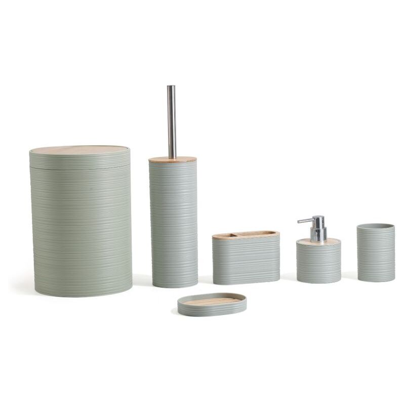 Ensemble de salle de bain en bambou 6 pièces Vert sauge Herzberg HG04449