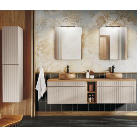 Ensemble de salle de bain Iconic Cashmere - 2 vasques, 1 colonne