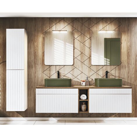 Ensemble de salle de bain Iconic White - 2 vasques, 1 colonne