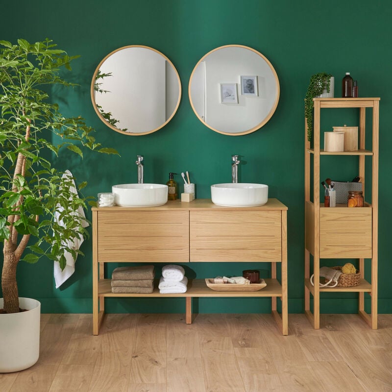 Mob-in - Meuble double 120cm + vasque + miroir + colonne atoll