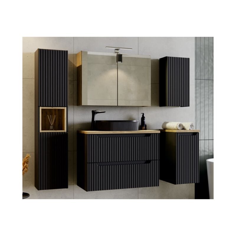 Azura Home Design - Ensemble de salle de bain nova noir - 1 vasque, 1 colonne