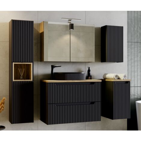 Ensemble de salle de bain NOVA NOIR - 1 vasque, 1 colonne