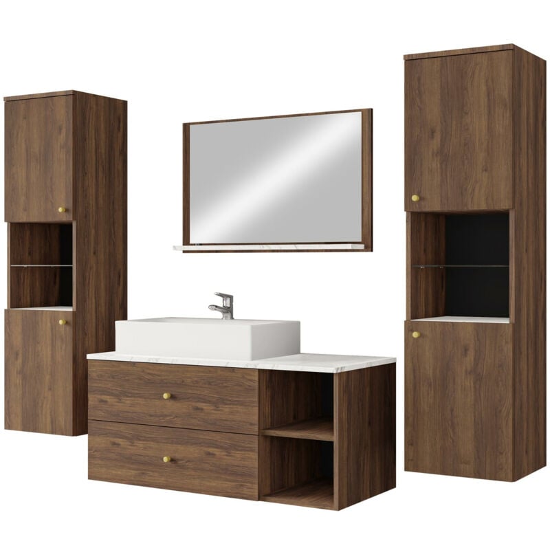 Mobilier1 - Ensemble de salle de bain Ophruvi 102, Noyer