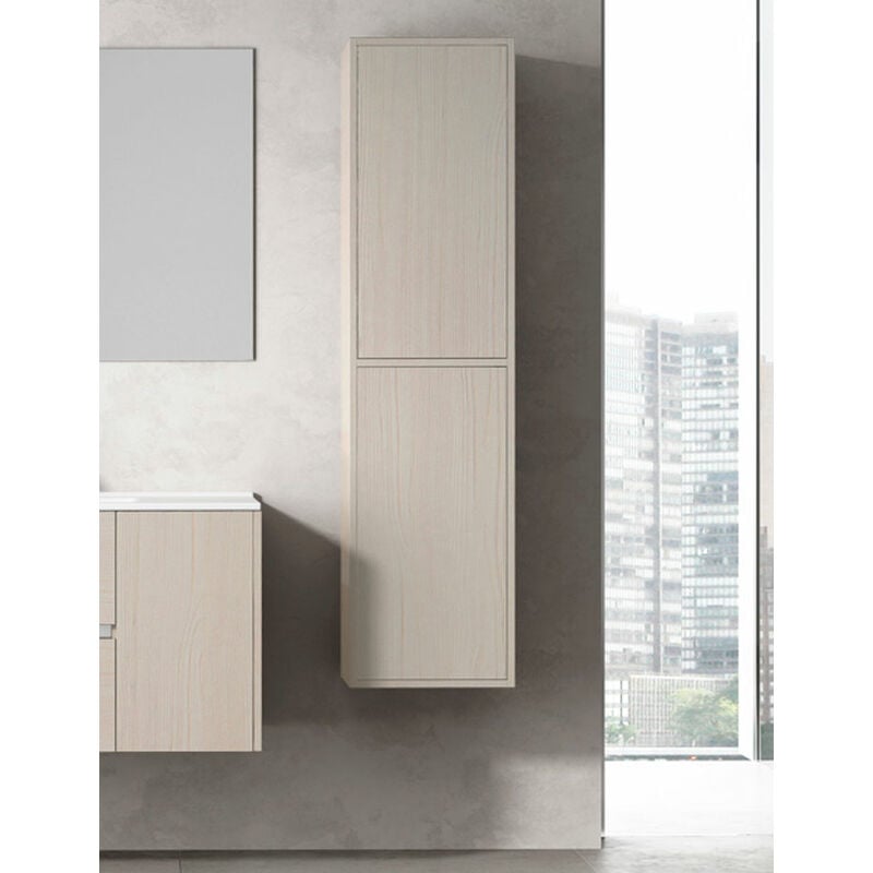 Allstone - Meuble colonne de salle de bains 10 couleurs et deux tailles disponibles Crème 35x140x25